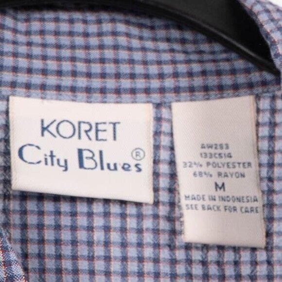 Koret City Blues VTG 90s Button Up Shirt M Womens Embroidered Gingham Blue - Picture 4 of 5